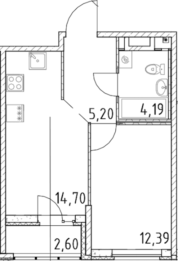 1-комнатная квартира 36.48 м², 18/23 эт., ЖК «Город Первых»